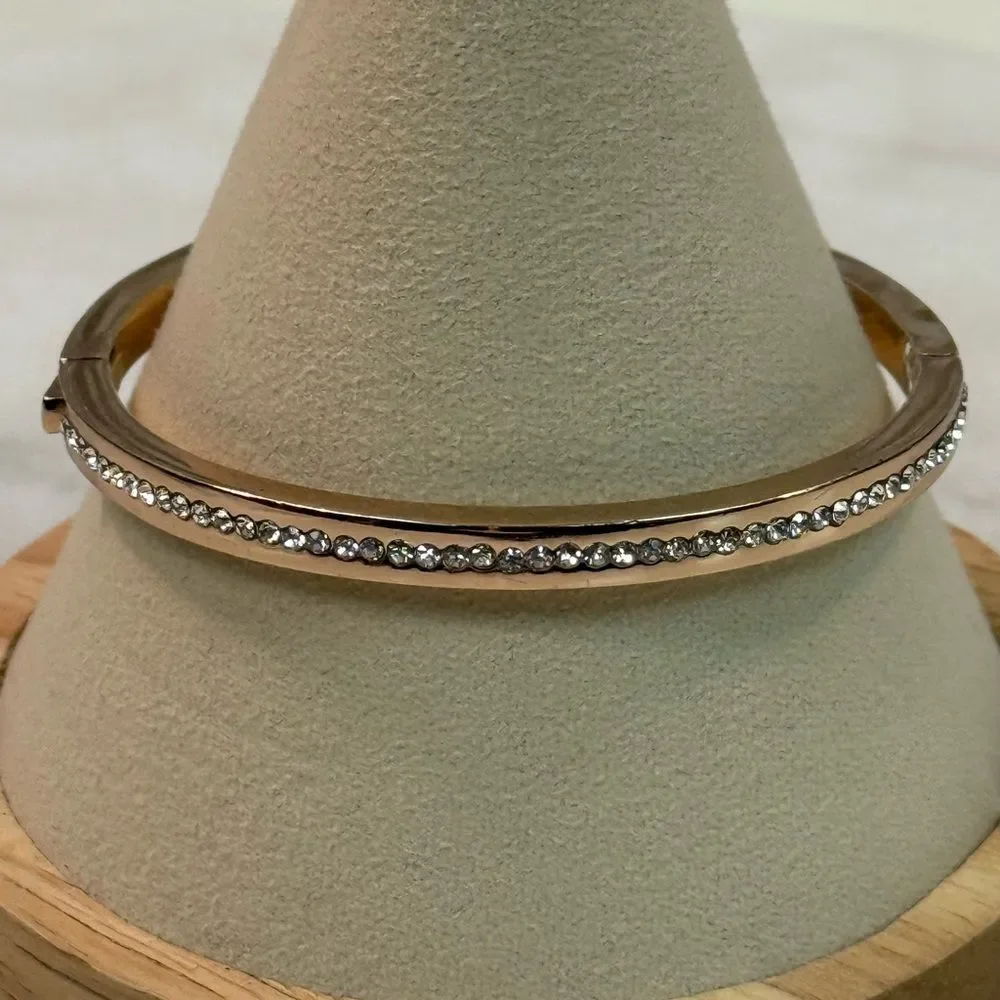 Kate Spade Rose Gold Ring It Up Pave Bangle Hinged Bracelet - Picture 5 of 7